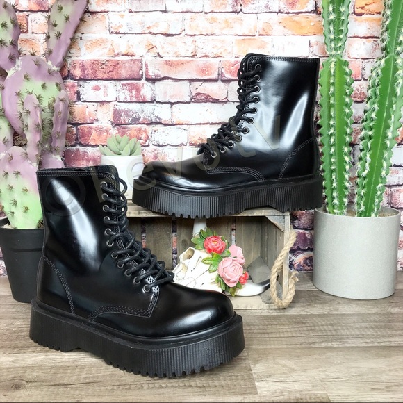 Jeffrey Campbell Shoes - New Jeffrey Campbell Sopas Combat Boots Black Platform Size 9.5